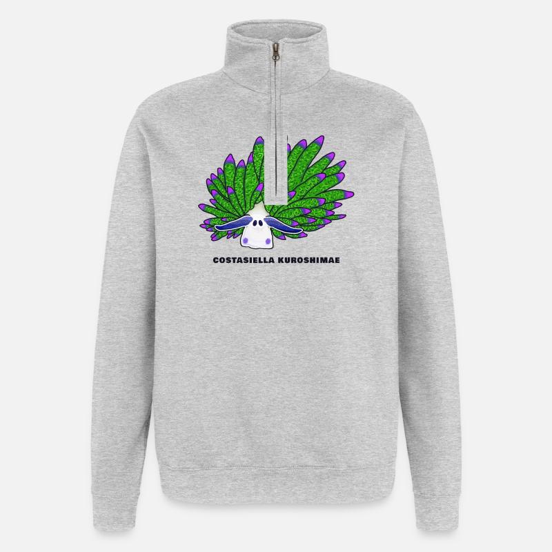 Escargot De Mouton Feuille, Dessin - Sweat à zip 1/4 - gris chiné
