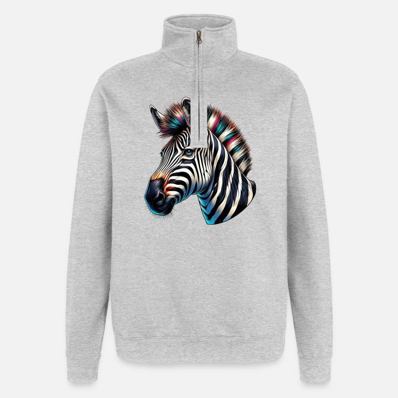 Zebra - Quarter-Zip-Sweatshirt - Grau meliert