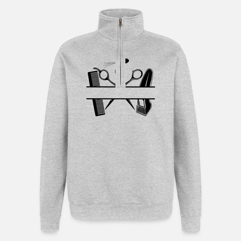 Coiffeurs attributs texte bannière - Sweat à zip 1/4 - gris chiné