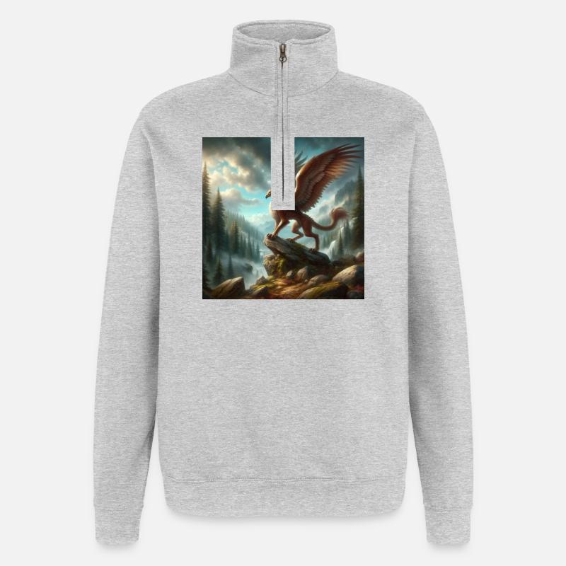 Péryton - Sweat à zip 1/4 - gris chiné