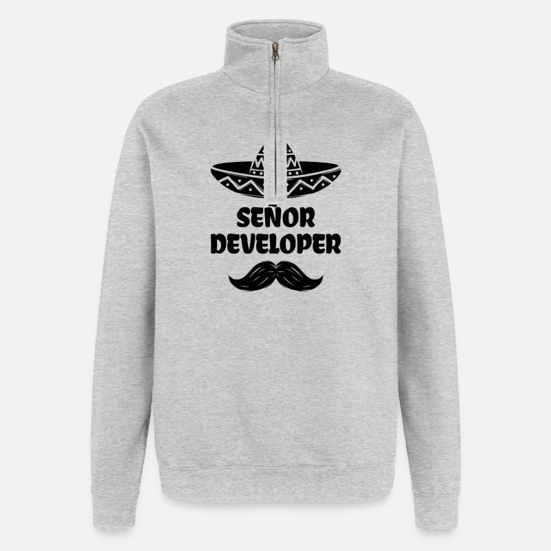 Developer Statement Scripting Dev Computergeek - Quarter-Zip Sweatshirt - heather grey