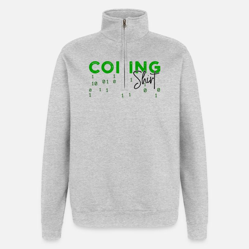 Coden Developer Programmierer Webentwickler Spruch - Quarter-Zip-Sweatshirt - Grau meliert