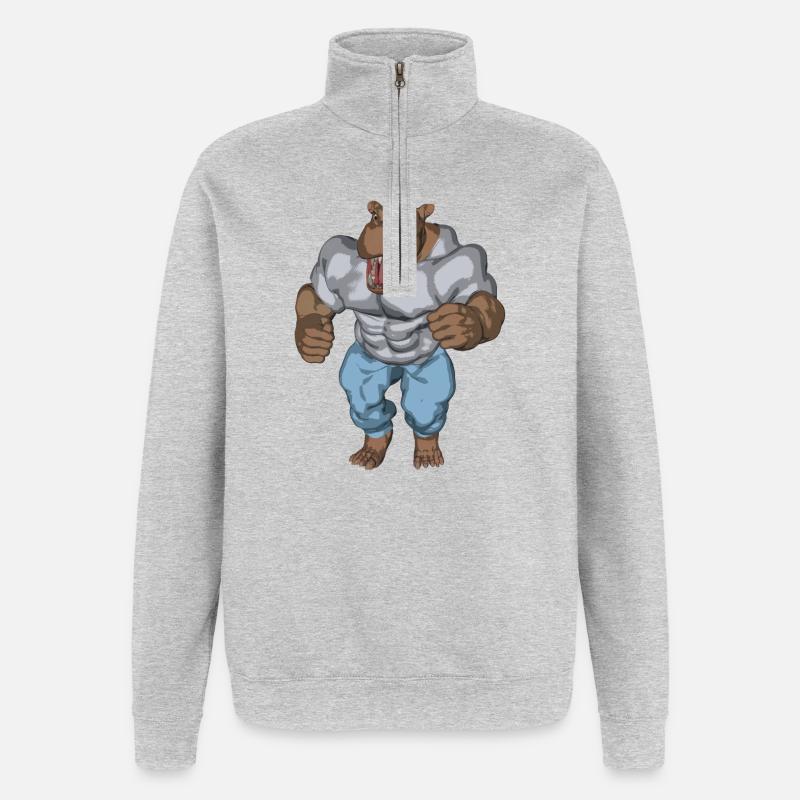 Ein anthropomophisches Nilpferd - Quarter-Zip-Sweatshirt - Grau meliert
