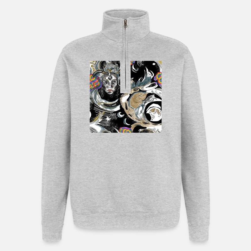 Celestial Wonder Fusion der Kunstfertigkeit - Quarter-Zip-Sweatshirt - Grau meliert