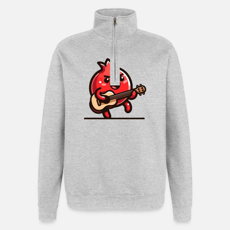 Granatapfel-Melodie - Quarter-Zip-Sweatshirt - Grau meliert