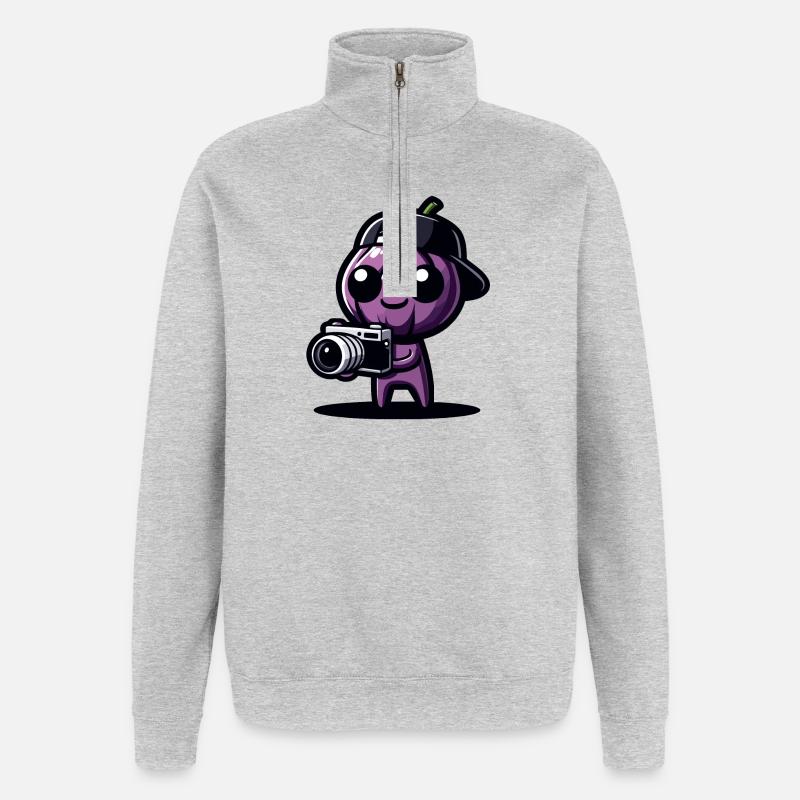 PicBerry le Shutterbug - Sweat à zip 1/4 - gris chiné