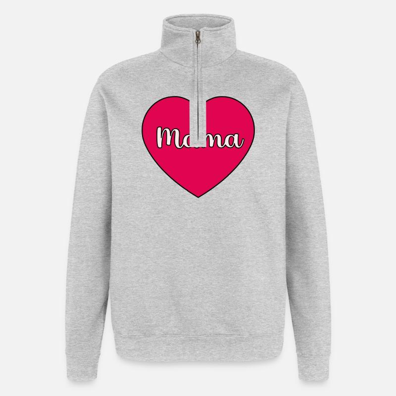 cœur de maman - Sweat à zip 1/4 - gris chiné