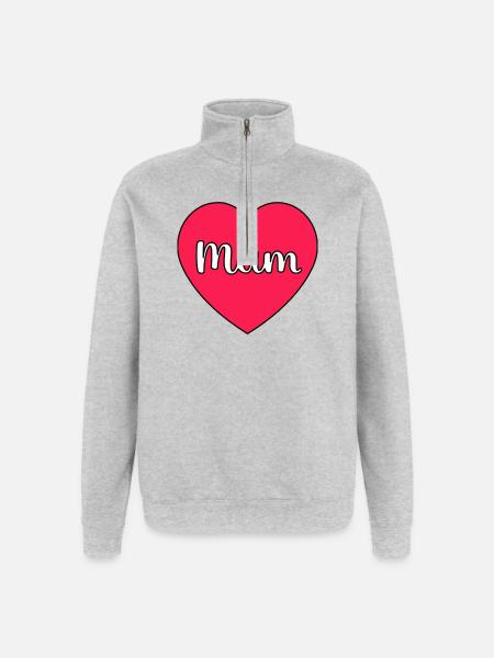 Maman Hart - Sweat à zip 1/4 - gris chiné