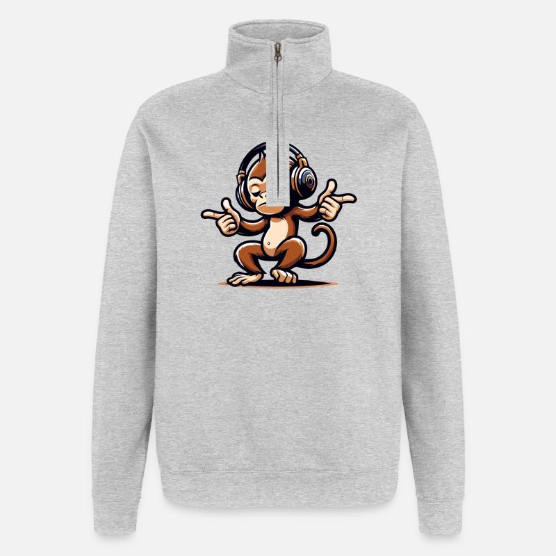 Der Mix Master Monkey - Quarter-Zip-Sweatshirt - Grau meliert
