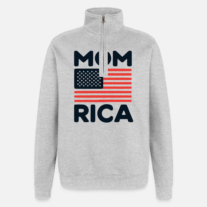 Amerika Mama - Quarter-Zip-Sweatshirt - Grau meliert