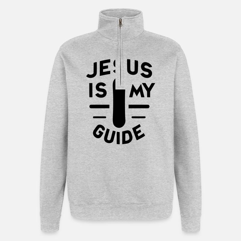 Jésus est mon guide - Snowboard - Sweat à zip 1/4 - gris chiné