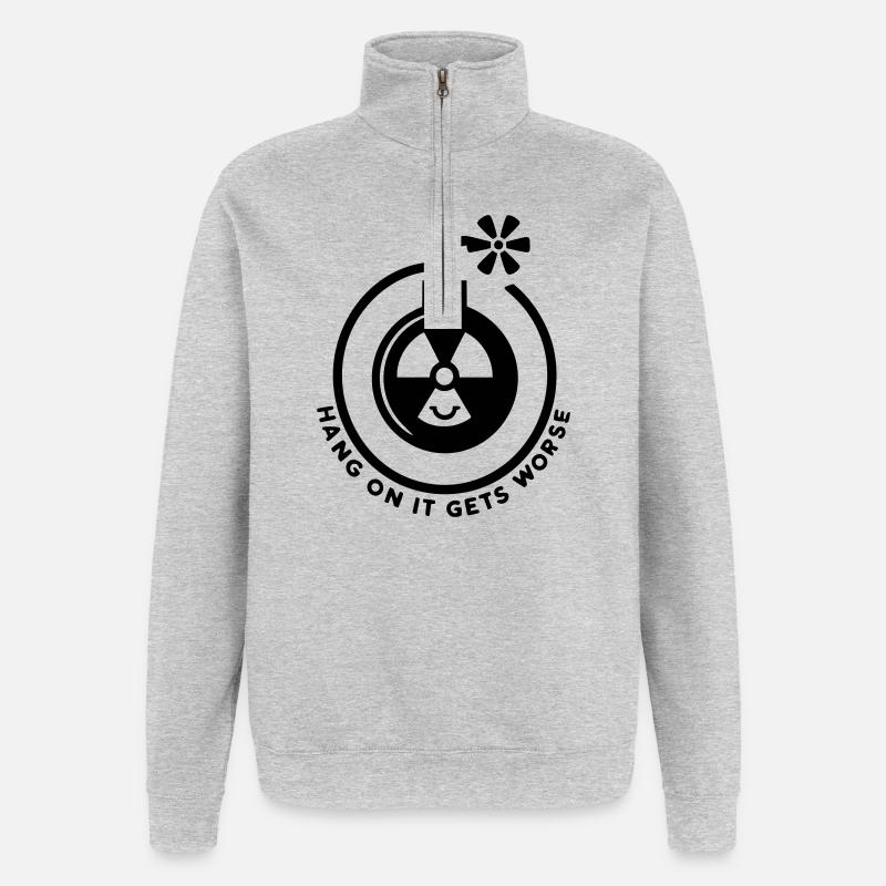 Moment mal, es wird noch schlimmer - Quarter-Zip-Sweatshirt - Grau meliert
