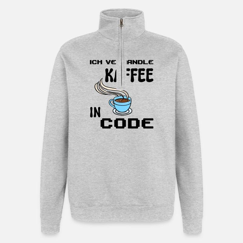 Coden Computerfreak Developer Statement Nerd - Quarter-Zip-Sweatshirt - Grau meliert