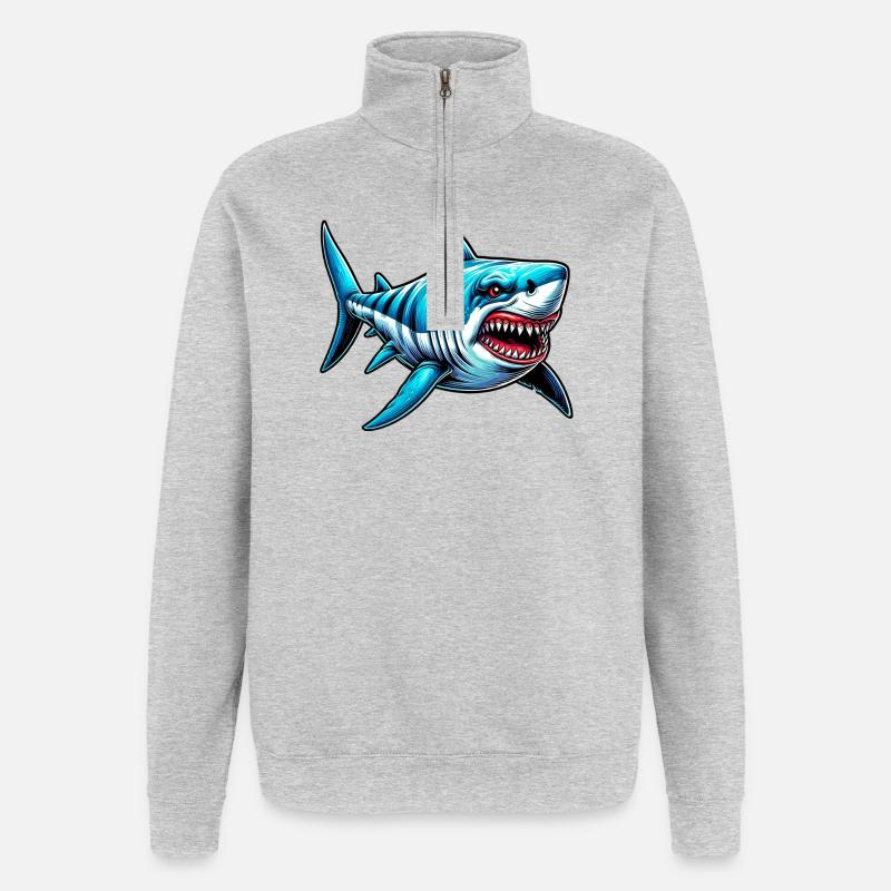 Requin - Sweat à zip 1/4 - gris chiné