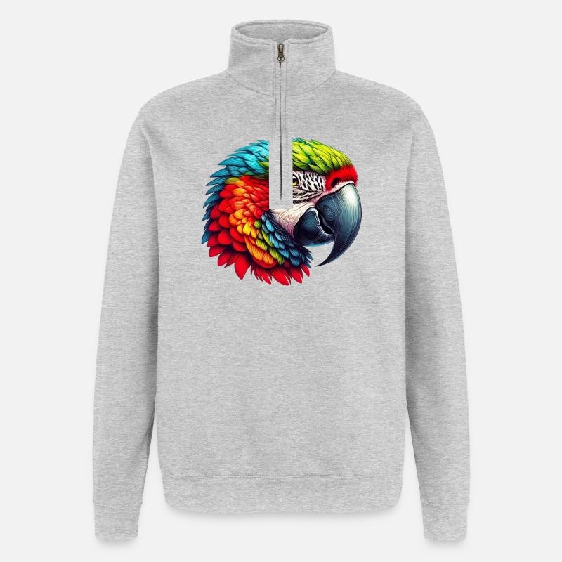 Papagei - Quarter-Zip-Sweatshirt - Grau meliert