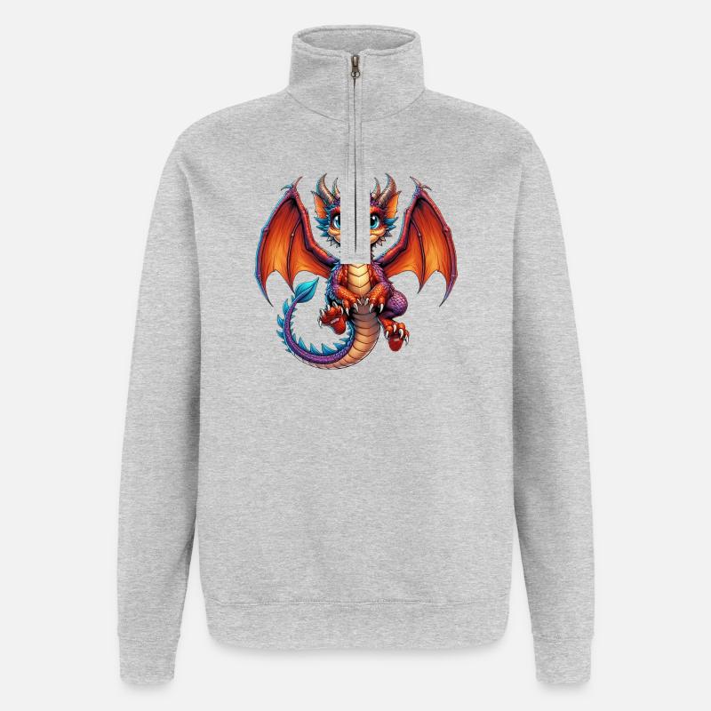 Dragon - Quarter-Zip Sweatshirt - heather grey