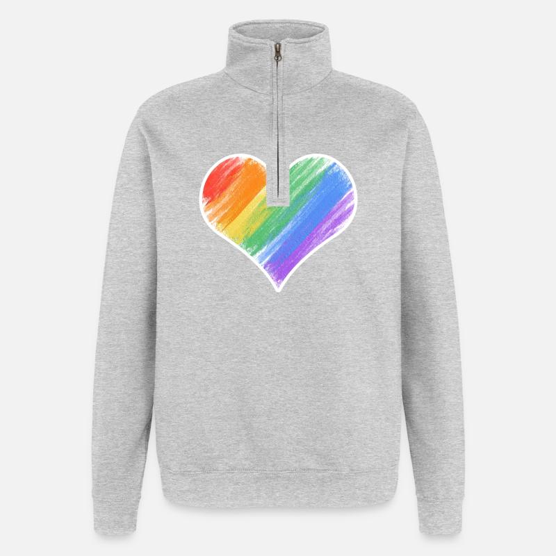 Coup de cœur arc-en-ciel - Sweat à zip 1/4 - gris chiné