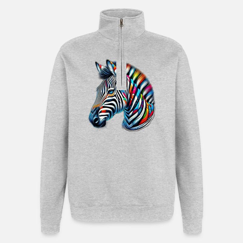 Zèbre - Sweat à zip 1/4 - gris chiné