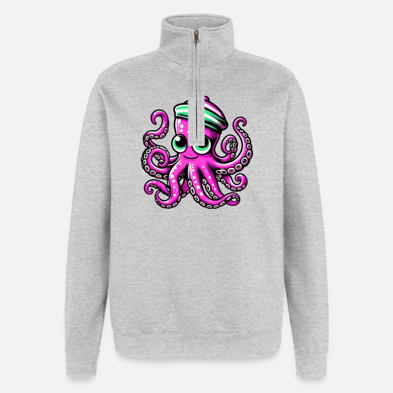 Krake - Quarter-Zip-Sweatshirt - Grau meliert