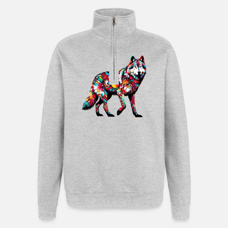 Loup - Sweat à zip 1/4 - gris chiné