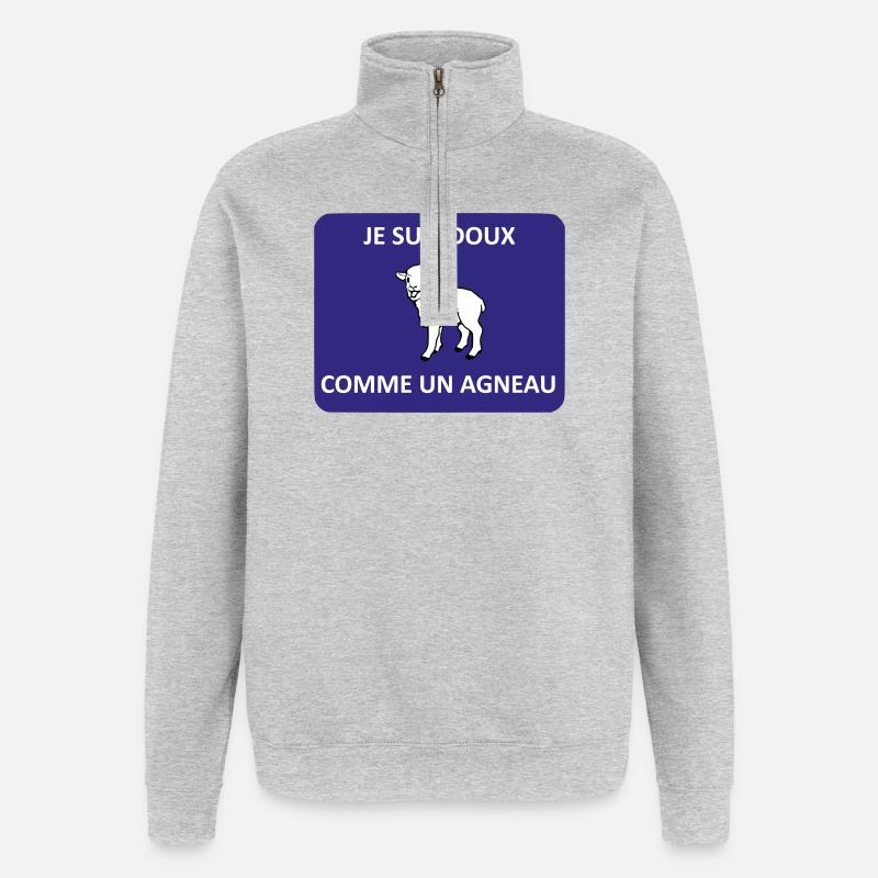 Sanft wie ein Lamm - Quarter-Zip-Sweatshirt - Grau meliert