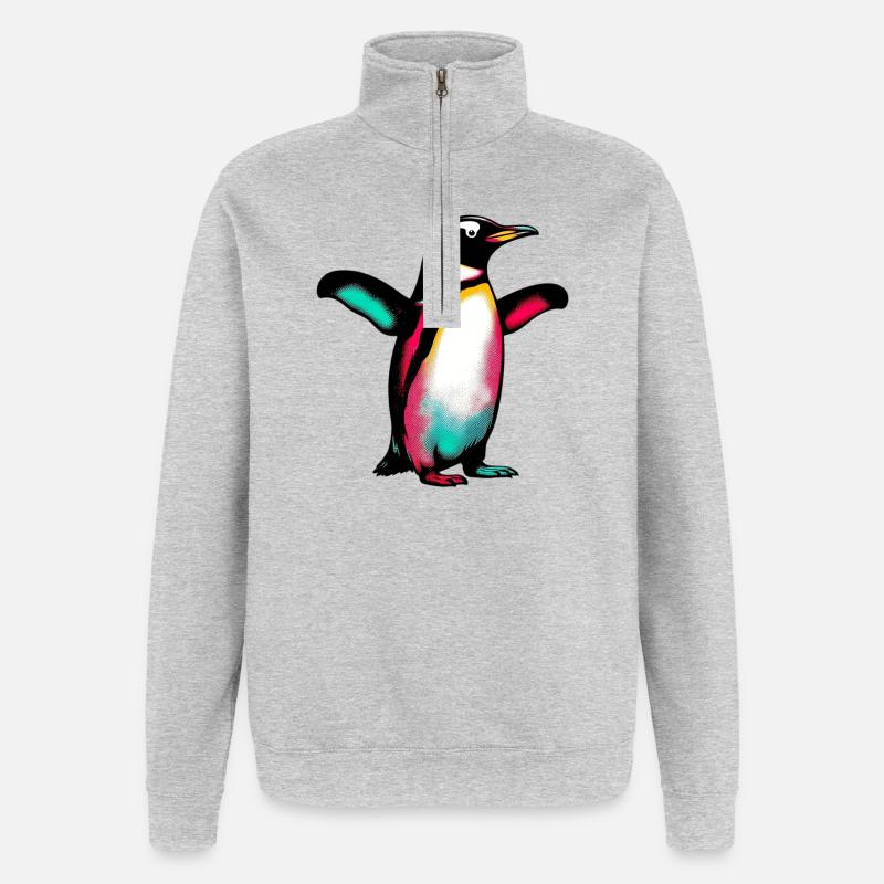 Pingouin - Sweat à zip 1/4 - gris chiné