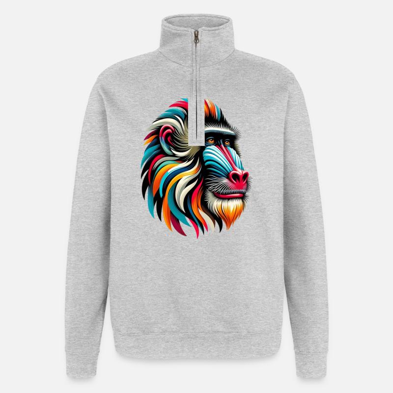 Mandrill-Affe - Quarter-Zip-Sweatshirt - Grau meliert