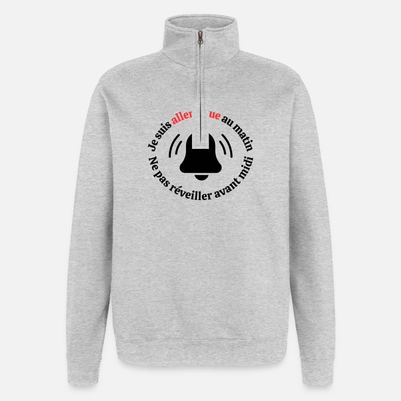 Je suis allergique au matin ! - Sweat à zip 1/4 - gris chiné