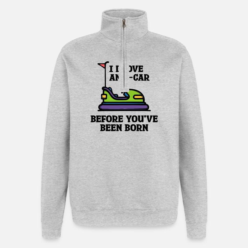 Energiespeicher Statement Tanken Strom E-auto - Quarter-Zip-Sweatshirt - Grau meliert