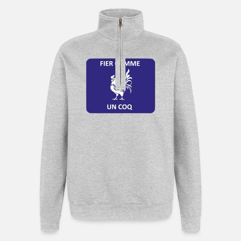 Fier comme un coq - Sweat à zip 1/4 - gris chiné