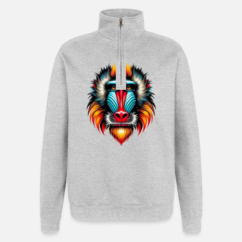 Mandrill-Affe - Quarter-Zip-Sweatshirt - Grau meliert
