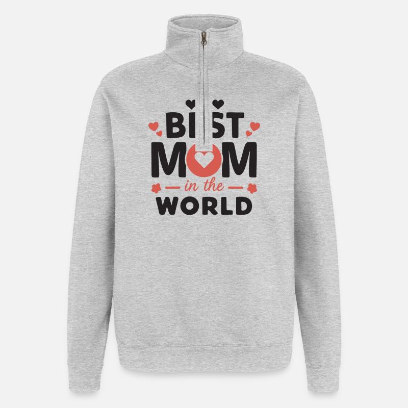 Beste Mama der Welt - Quarter-Zip-Sweatshirt - Grau meliert