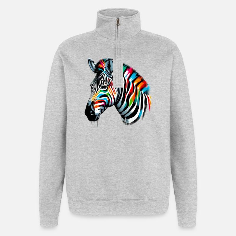 Zebra - Quarter-Zip-Sweatshirt - Grau meliert