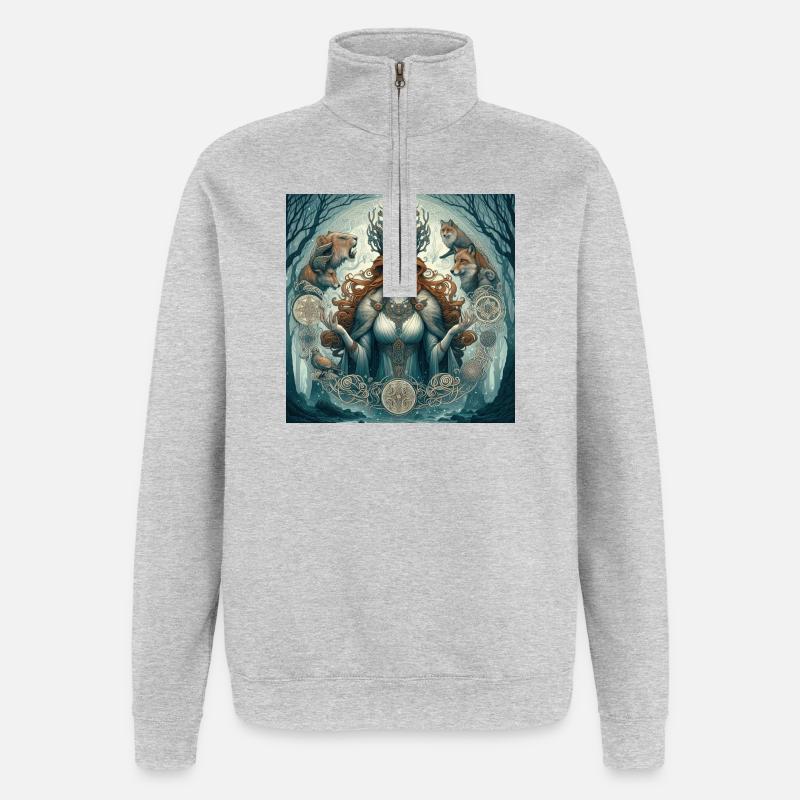 Déesse celtique - Sweat à zip 1/4 - gris chiné