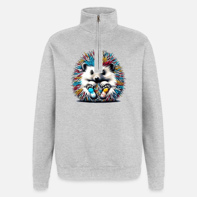 Hedgehog - Quarter-Zip Sweatshirt - heather grey