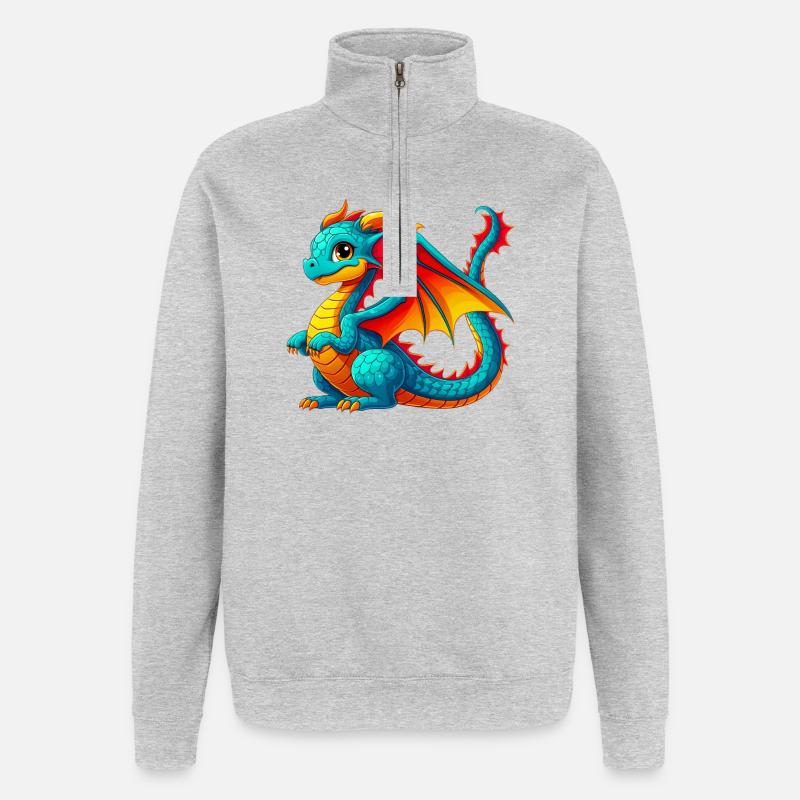 Dragon - Quarter-Zip Sweatshirt - heather grey