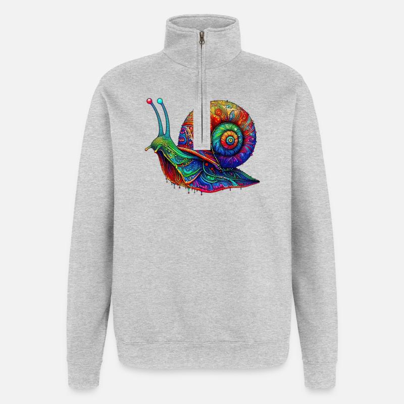 Escargot - Sweat à zip 1/4 - gris chiné