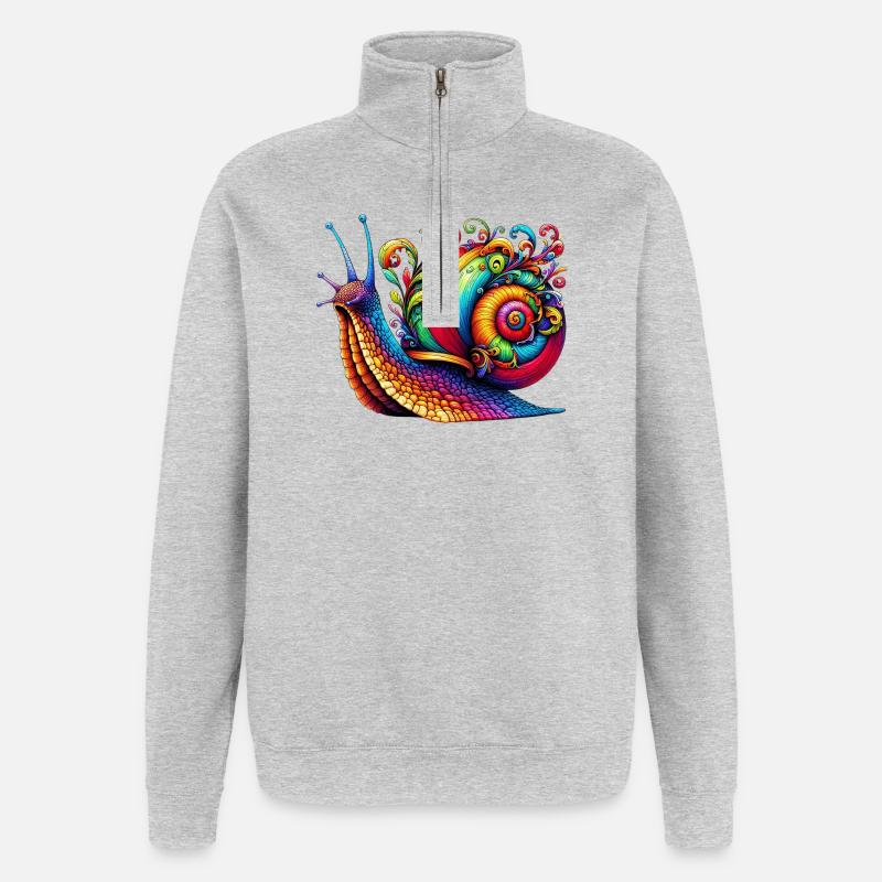 Escargot - Sweat à zip 1/4 - gris chiné