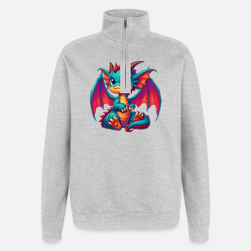 Dragon - Sweat à zip 1/4 - gris chiné