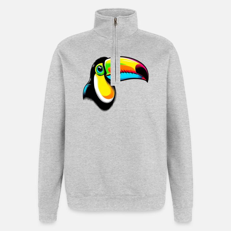 Toucan - Sweat à zip 1/4 - gris chiné