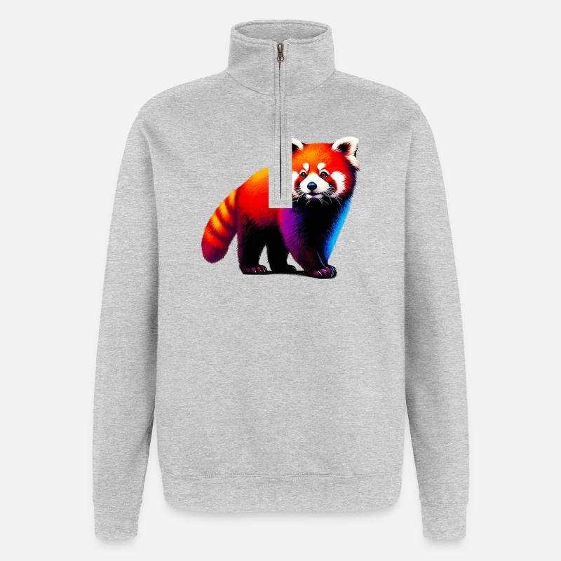 Kleiner Panda - Quarter-Zip-Sweatshirt - Grau meliert