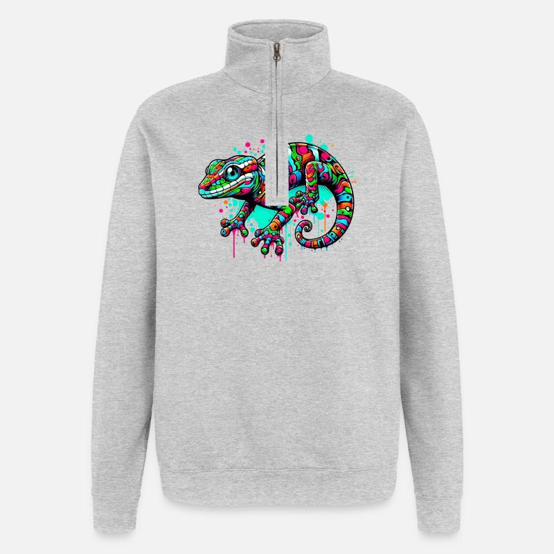 Gecko - Sweat à zip 1/4 - gris chiné