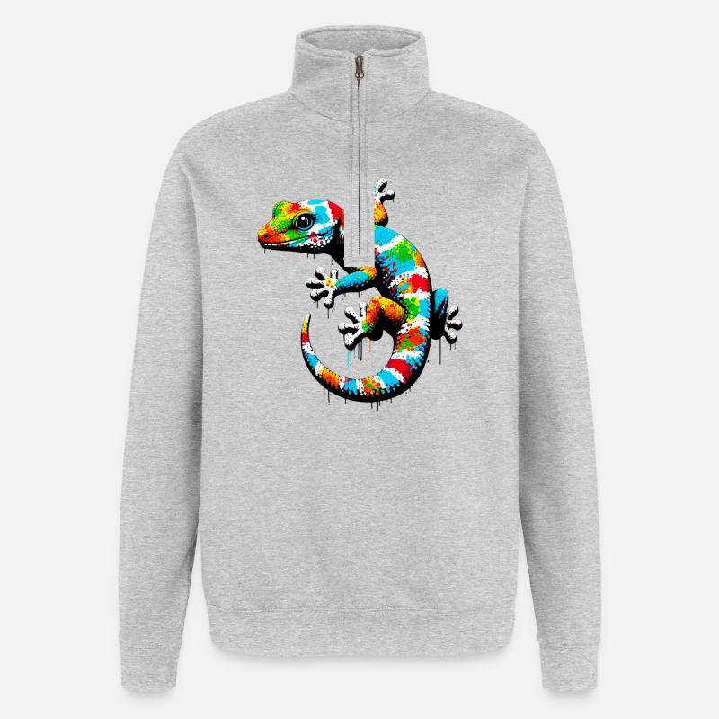 Gecko - Sweat à zip 1/4 - gris chiné