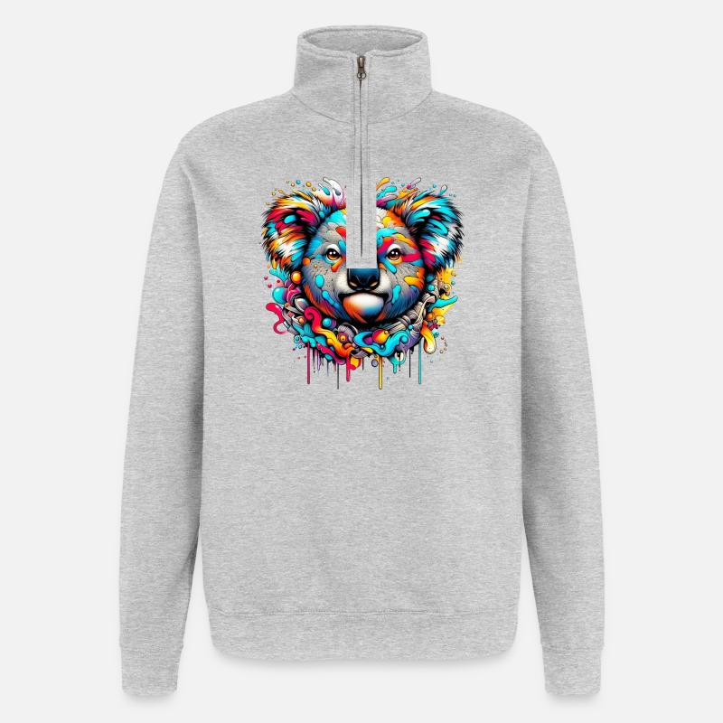 Koala - Sweat à zip 1/4 - gris chiné