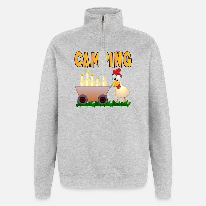 CAMPING GETRÄNKE - Quarter-Zip-Sweatshirt - Grau meliert