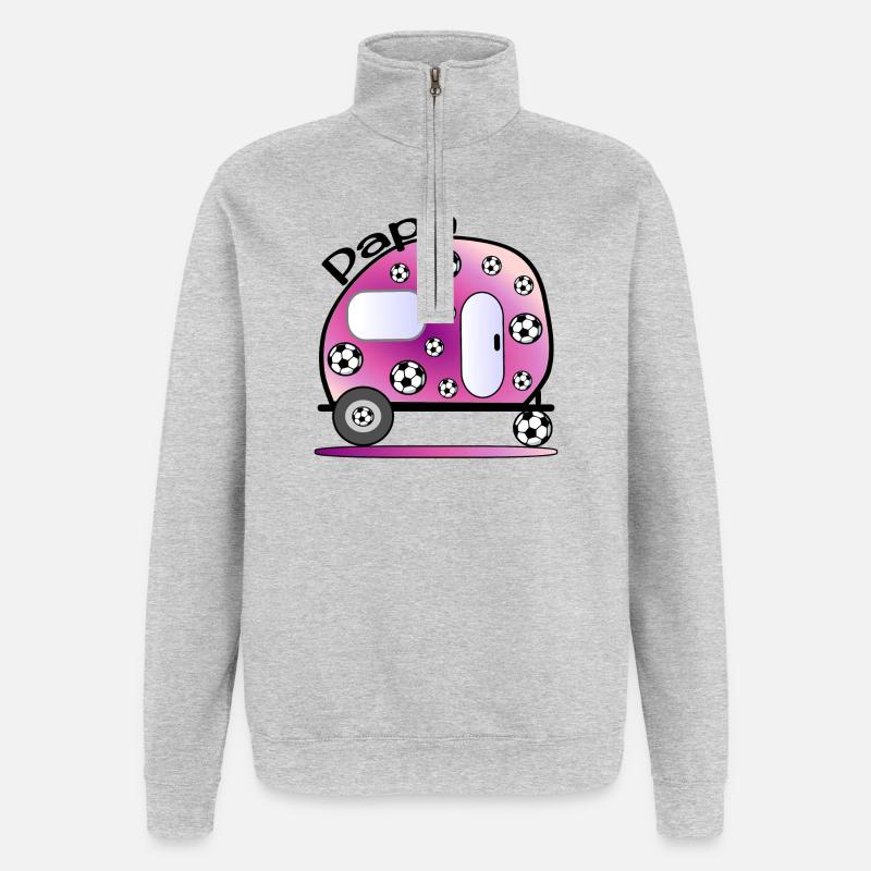 CAMPINGPLATZ - CAMPING PAPA - Quarter-Zip-Sweatshirt - Grau meliert