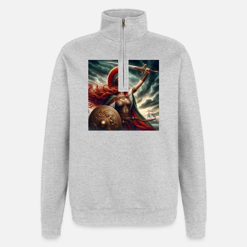 Die Macht eines keltischen Kriegers - Quarter-Zip-Sweatshirt - Grau meliert