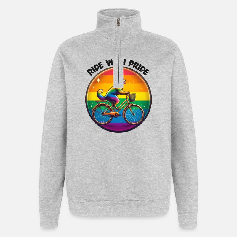 Fahren Sie mit Stolz - Quarter-Zip-Sweatshirt - Grau meliert