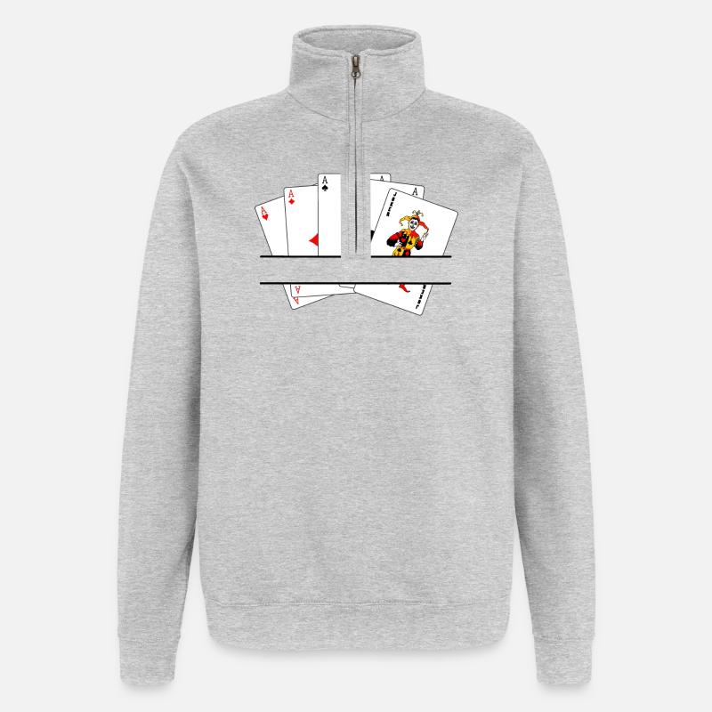 Bannière de texte cinq d’un genre - Sweat à zip 1/4 - gris chiné