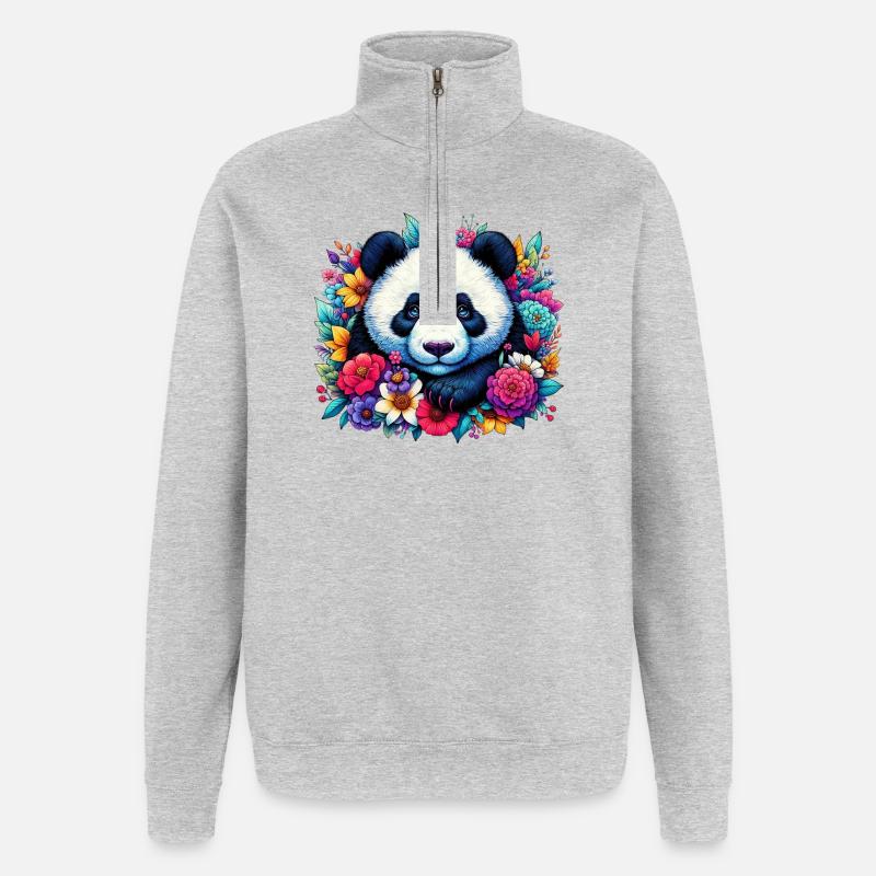 Panda - Quarter-Zip Sweatshirt - heather grey